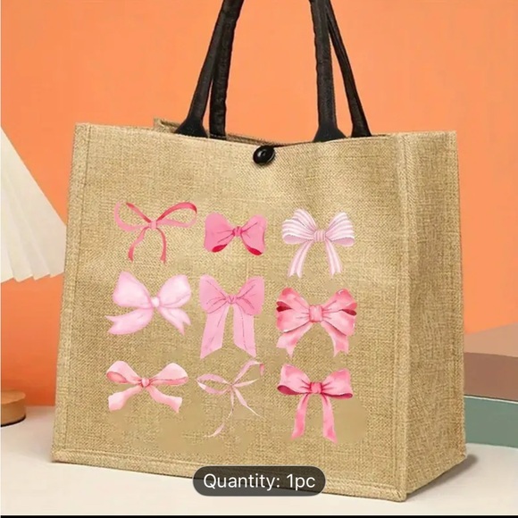 Pink Bow Tote Bag - Picture 3 of 14